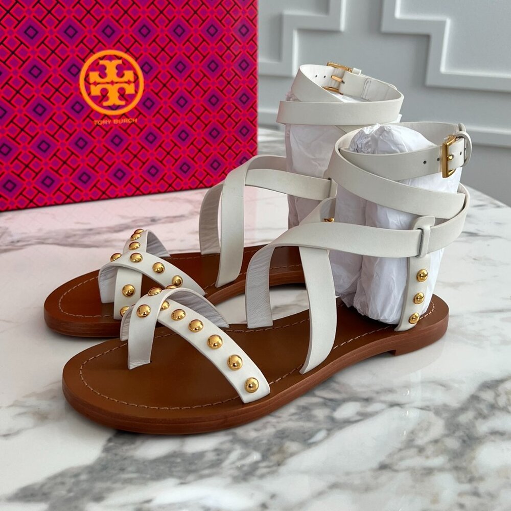 NWT - Tory Burch Ravello Cage Sandals - Ivory🤍💛